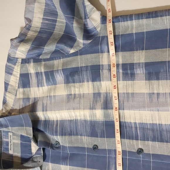 Tommy Bahama Button Up Collared Short Sleeve Blue and withe men size L - Picture 8 of 10